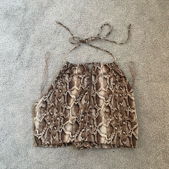 Mixology Brooklyn Karma Snake Print Halter Top - Picture 1 of 4